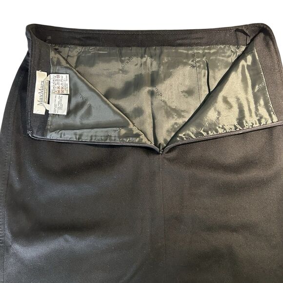 MaxMara Virgin Wool Pencil Skirt Black Size 8 High Waist Italian Made - Picture 7 of 11